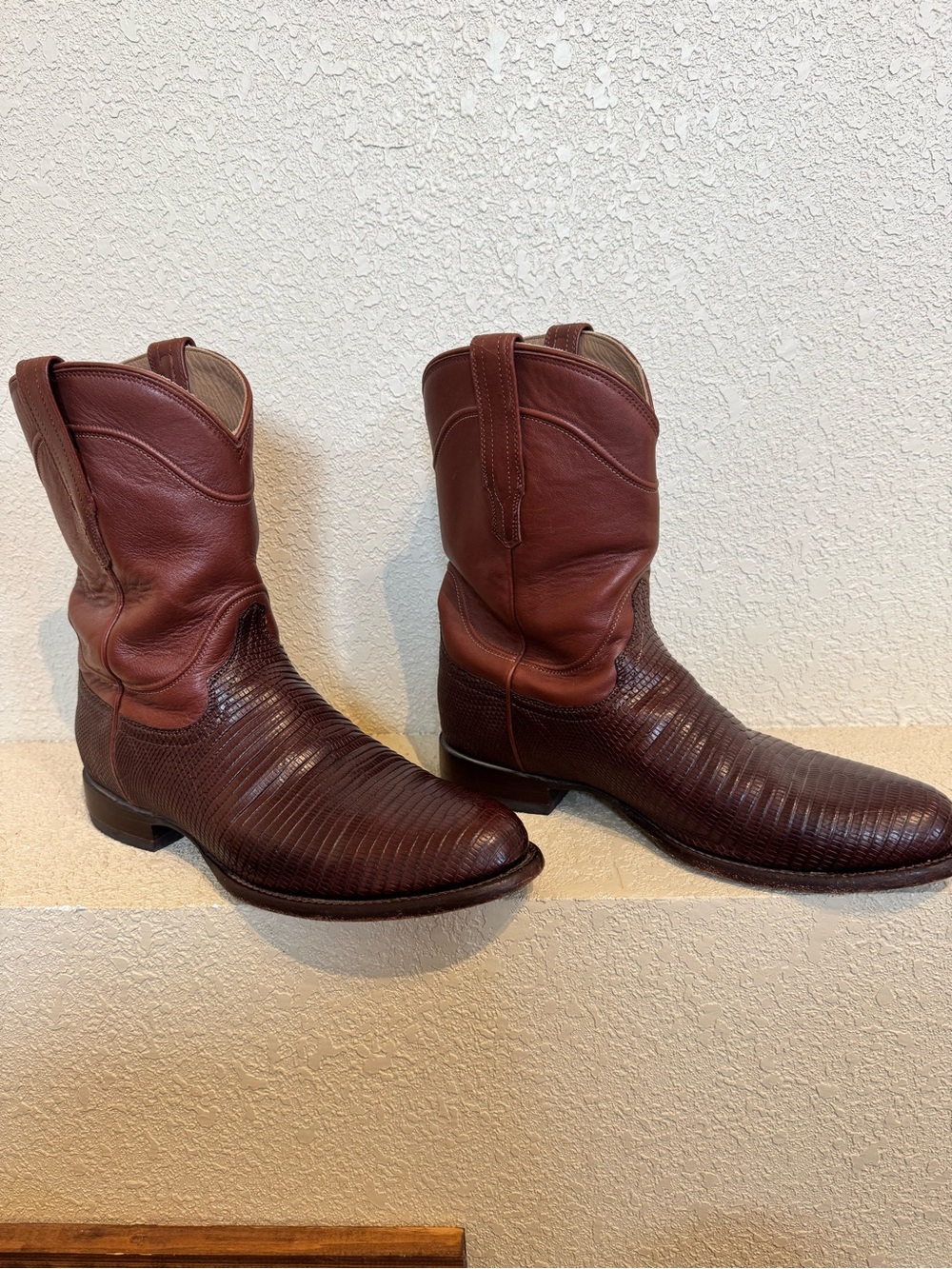 Tecovas The Nash Men's Size 10 D Bourbon Lizard-Textured Leather Western Boots
